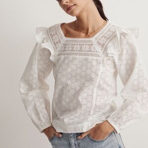 Madewell Eyelet Square-Neck Top Size M
